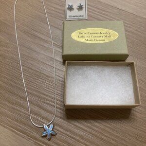 925 Sterling silver Hawaiian earring/necklace set - brand new